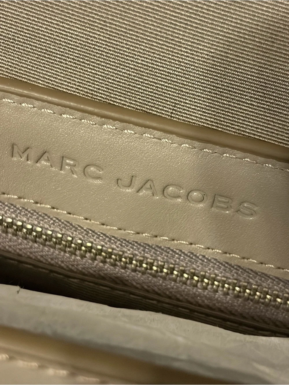Marc Jacobs Taupe Crossbody Bag with Branded Strap